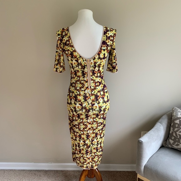 Anthropologie Floral Body Con Midi Dress - Picture 3 of 4